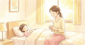 親子が寄り添うイメージイラスト